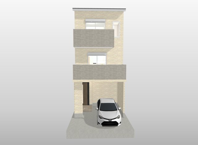 西院金槌町　3階建てプランA　建築条件付土地の外観パース|【新築参考３階建てプラン/外観/イメージパース図】
自由設計の為間取りの変更可！
外観や内装のお色味もお選びいただけます！
【新築参考３階建てプランA：建物価格2499万円、建物面積99.3m2】