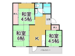 宝梅園（２） 6号棟の間取り
