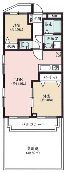 【間取り】 | ヴィラ淵野辺 | 2LDKは、リビングダイニングキッチンと二つの居室がある間取りでございます。夫婦や小さなお子さんのいるご家庭に特におすすめで、リビングで家族団らんを楽しみつつ、個室でプライベートな時間も確保できます。