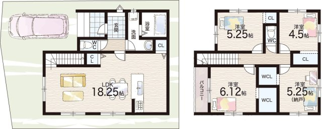 八尾市久宝園　第1期　新築一戸建ての間取り|1号地