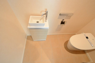 トイレ内に手洗い用の洗面台あり
