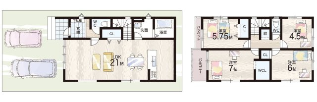 和泉市浦田町　第1期　新築一戸建ての間取り