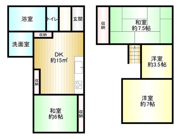 奈良県桜井市金屋の間取り|4DK　土地面積:60.14㎡　建物面積：68.53㎡
