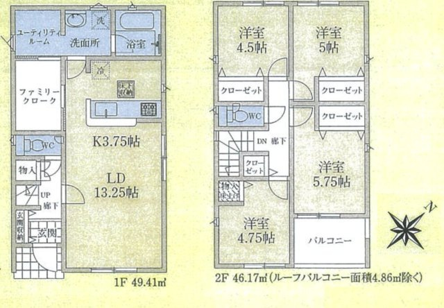 【間取り】 | 越生町上野東第5　クレイドルガーデン　新築戸建　全6棟　6号棟