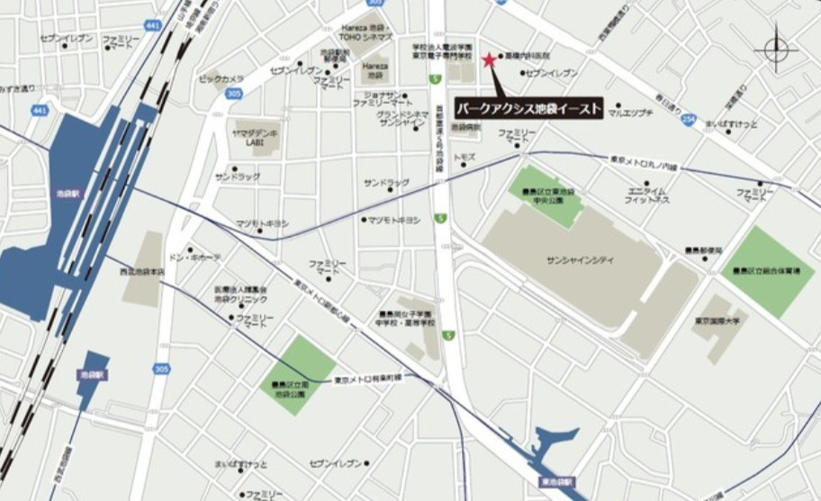 パークアクシス池袋イーストの地図
