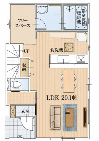 川越市山田１期 2号棟の間取り|1F