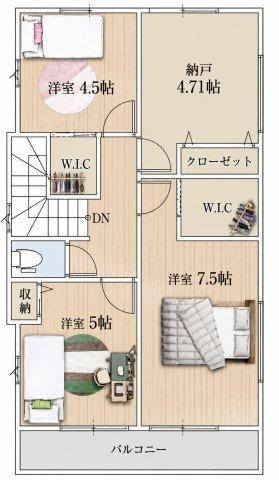 川越市山田１期 2号棟の間取り|2F