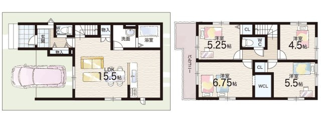 堺市堺区新在家町西　第1期　新築一戸建ての間取り