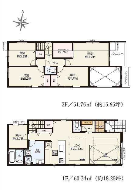 新座市池田5丁目　土地39坪超　ZEH水準住宅　全3棟の間取り|3号棟　3LDK+2S+WIC　土地面積137.64m2　建物面積112.09m2