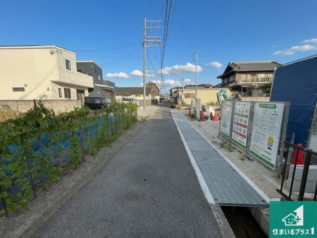 岸和田市今木町　第1期　新築一戸建ての前面道路含む現地写真|周辺は落ち着いた街並みの住宅地！子育てがしやすい住環境です！まだ未完成ですが、現地でしかわからない事もございます。是非一度ご覧ください。