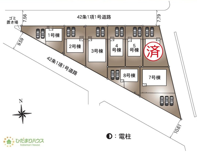 【区画図】 | 常総市本石下第12　新築戸建　2号棟 | 時間がない時もらくらくと車の出し入れができる並列駐車場を完備！！
（2号棟）