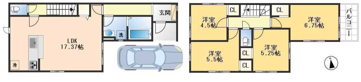 豊中市上野東1丁目　新築戸建の間取り