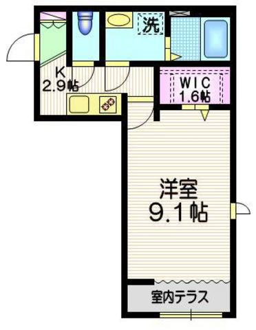ラフィーネⅠの間取り|★広々９．１帖にウォークインクローゼット付き★