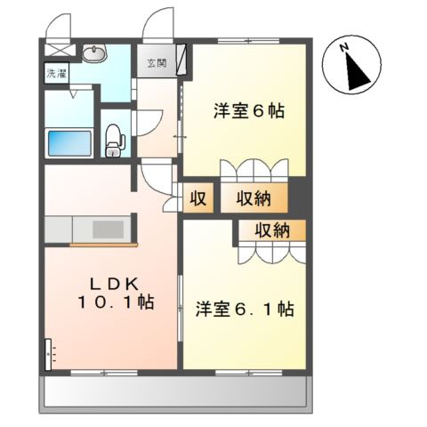 熊本市北区麻生田４丁目の賃貸マンションの間取り