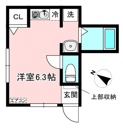 【間取り】 | グレーシア | はじめての一人暮らしの方や学生さんにオススメ！ワンルームタイプのお部屋です♪なんと言っても角部屋・二面採光なのが嬉しい♪