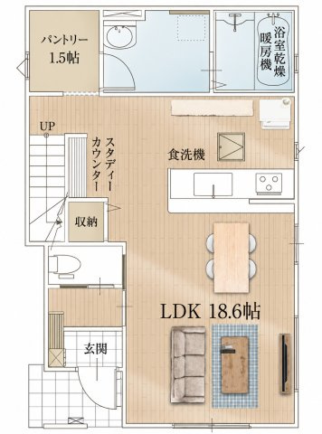 川越市山田１期 1号棟の間取り|1F