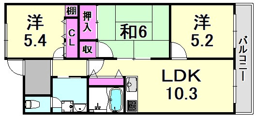 武庫之荘カシノハイツの間取り