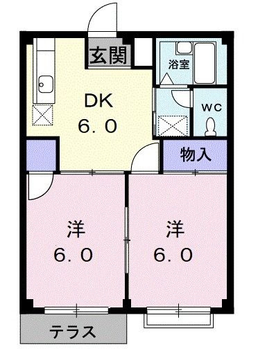 ドミール神明Ｂ　　刈谷市近郊の賃貸ならクラスホーム刈谷の間取り
