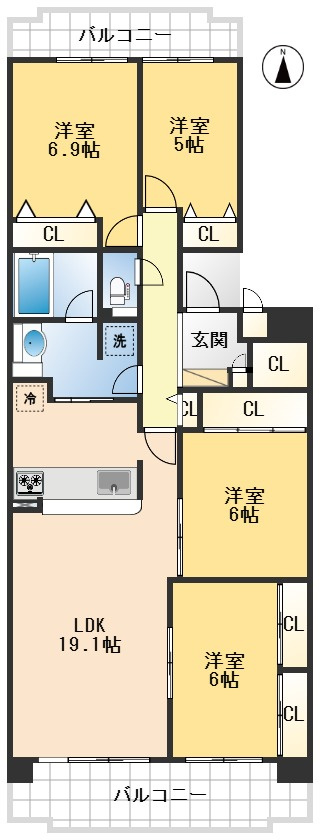 ジオ緑地公園五番館の間取り
