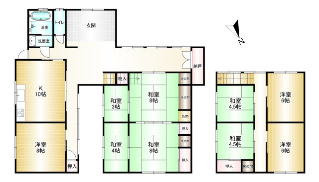 桜井市朝倉台西3丁目の間取り|9LDK　土地面積:307.51㎡　建物面積：187.99㎡　