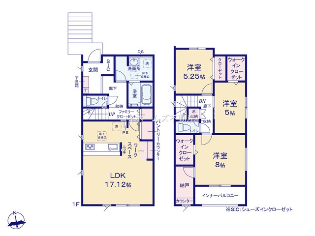 【間取り】 | 名古屋市天白区西入町259『仲介料無料』新築戸建て | 1号棟