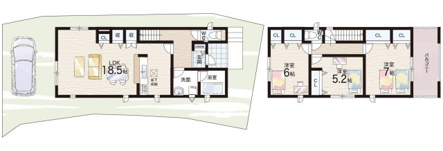 湖南市石部東　第6期　新築一戸建ての間取り|1号地