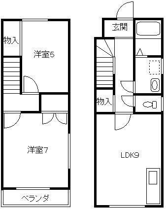 【間取り】 | メルヴェーユ浜野 C