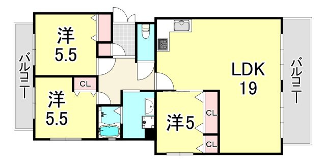 デュオ苦楽園 2号棟の間取り