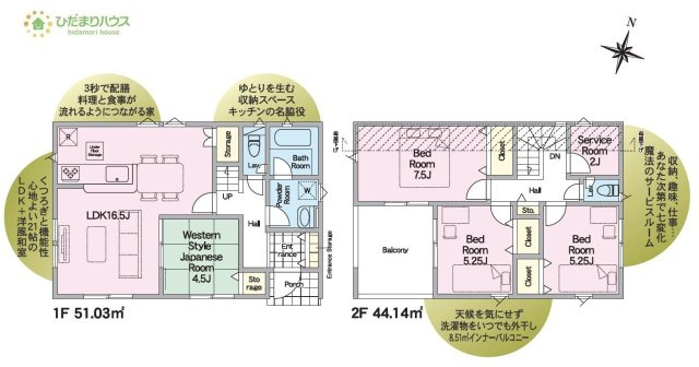 【間取り】 | 常総市水海道諏訪町第3　新築戸建　1号棟 | サービスルーム完備！納戸としても利用可能です！
（1号棟）