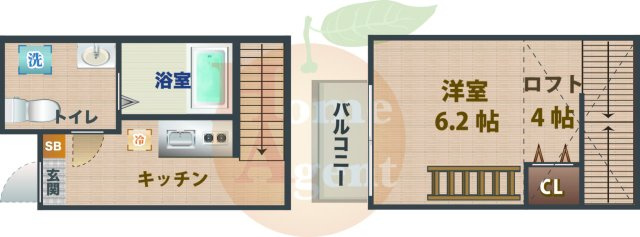 【間取り】 | コンフォート110 | 1Kのお部屋です。ロフト付き！