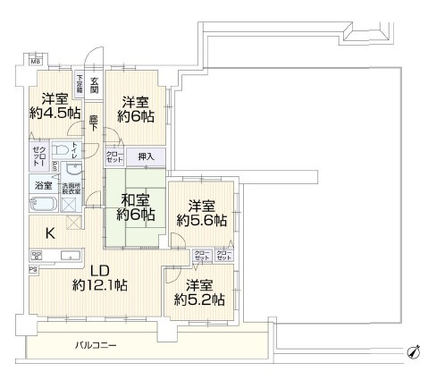 宝マンション鳴子　の間取り|間取図　※図面と現況が異なる場合は現況優先といたします。