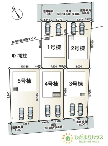 【区画図】 | 土浦市小松第7　新築戸建　2号棟 | 急な来客時にも安心な、並列駐車2台まで可能です(^^♪
（2号棟）