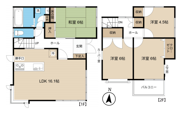 桶川市川田谷　中古戸建の間取り|桶川市川田谷　中古戸建・4LDK・土地面積131.33m2・建物面積91.08m2