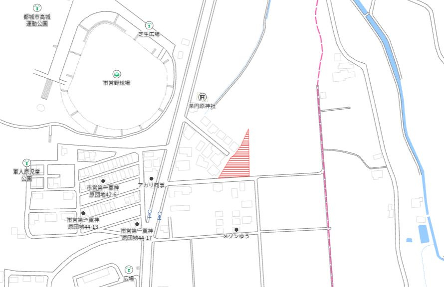 都城市高城町穂満坊の売地の土地図