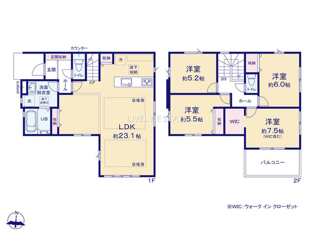 草加市谷塚町 新築分譲住宅 全2棟 1号棟の間取り