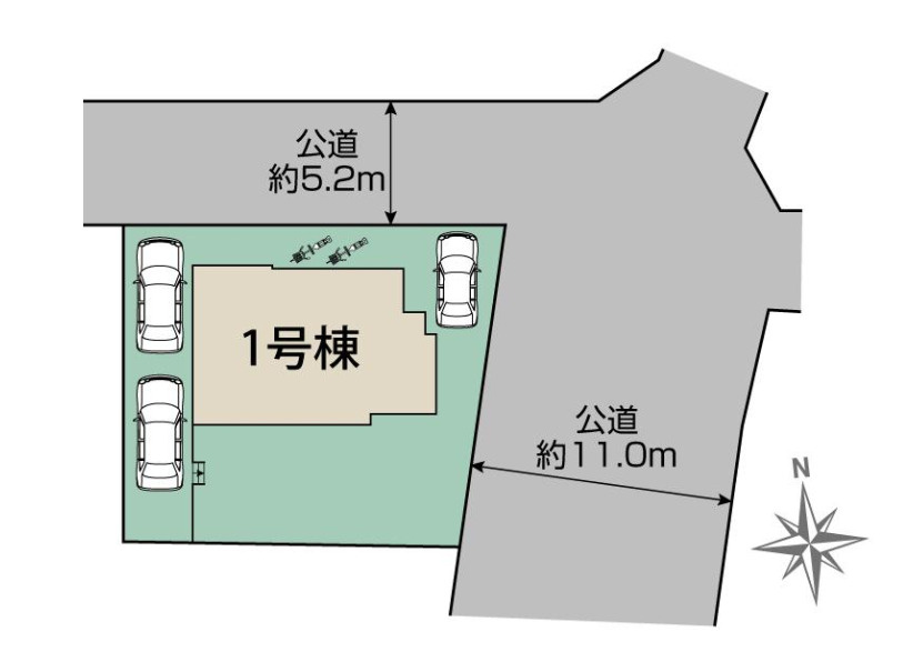 平塚市岡崎　新築戸建　全1棟1号棟の区画図
