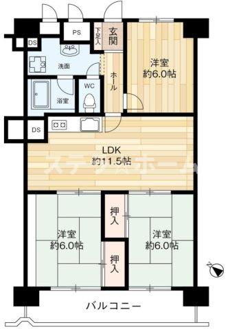 千里ガーデンハイツの間取り|3LDKの物件です