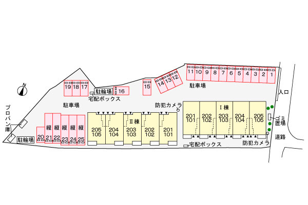 コントレイル　Ⅱの区画図|駐車場