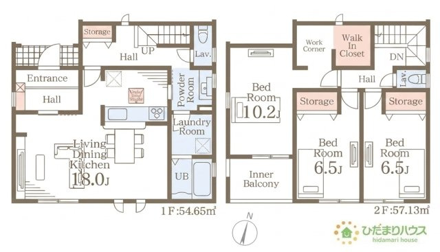 【間取り】 | つくば市谷田部第1　新築戸建 | 水廻りをまとめて、家事動線にも配慮！