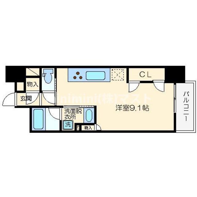 大阪市中央区瓦町１丁目の賃貸マンションの間取り