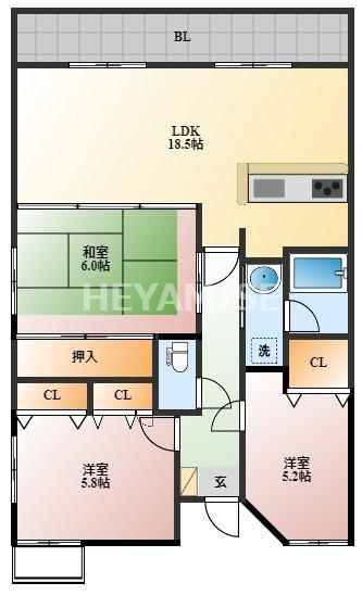 ボンヌール県庁坂の間取り