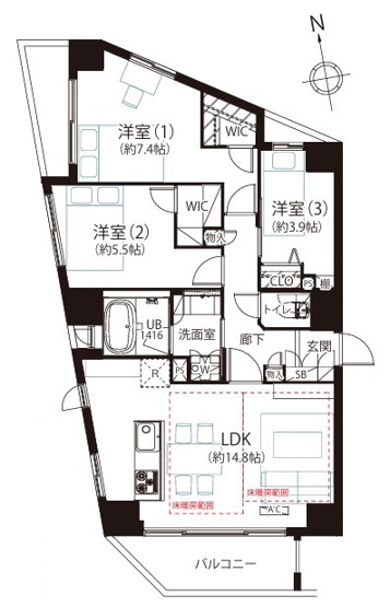 【間取り】 | ザ・パームス東中野Ⅱ