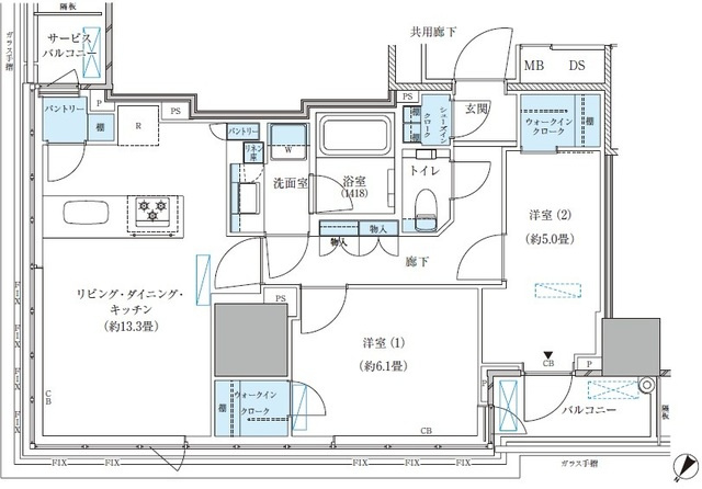 【間取り】 | パークアクシス五反田スカイタワー