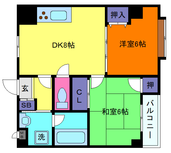 八幡西島田ハイツの間取り