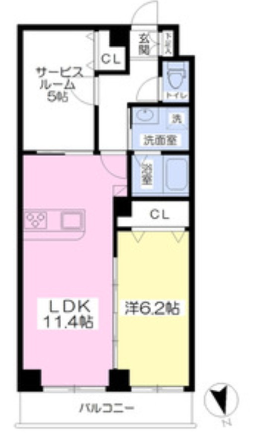 東大阪市稲田新町２丁目の賃貸マンションの間取り