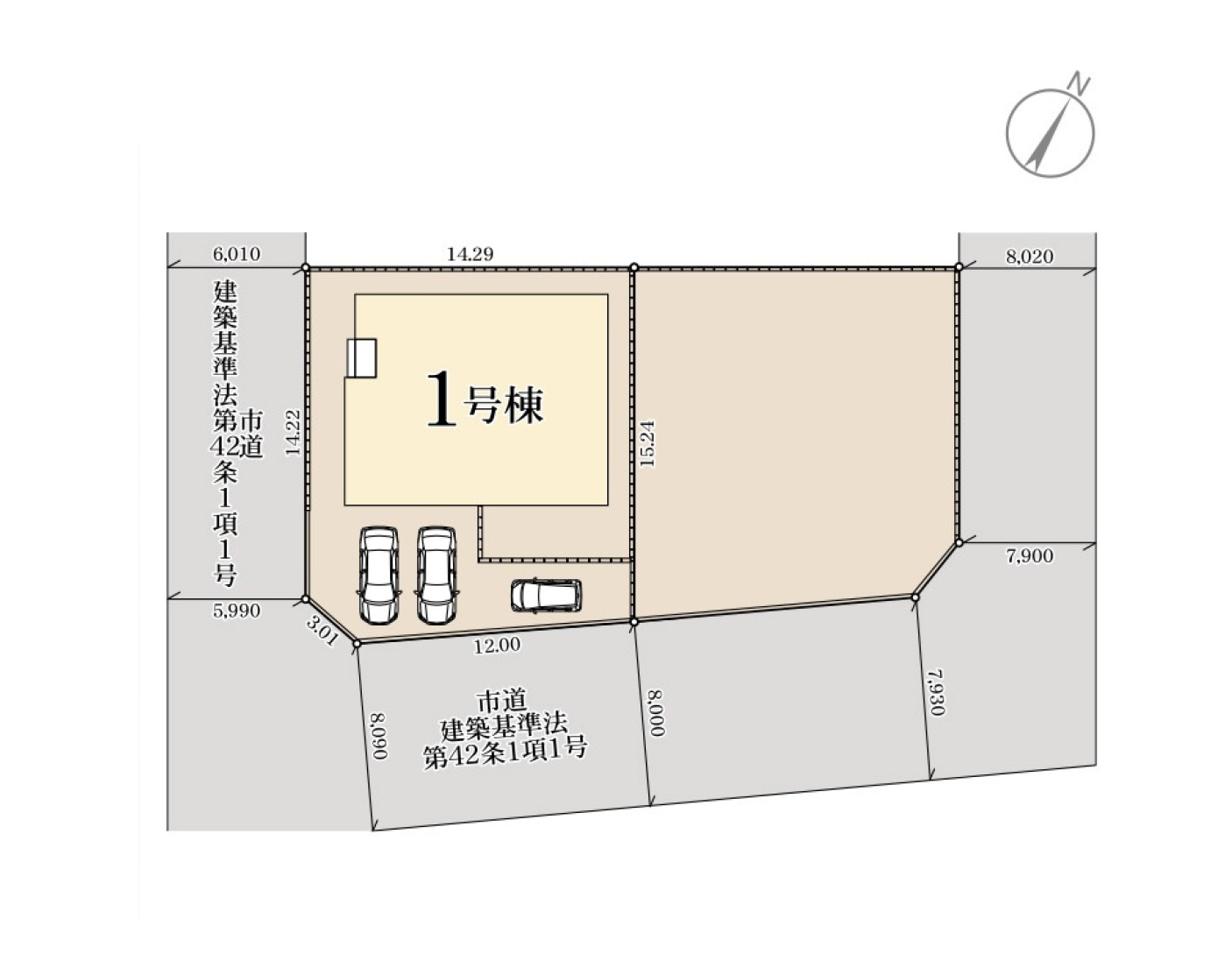 福岡市西区生松台1丁目第1-2棟（1号棟）の区画図|配置図（1号棟）