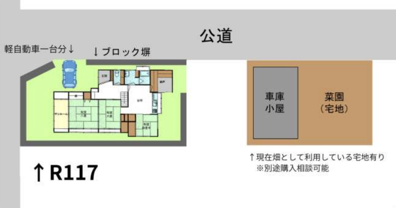 『R117』大江町左沢字前田　売り住宅の区画図