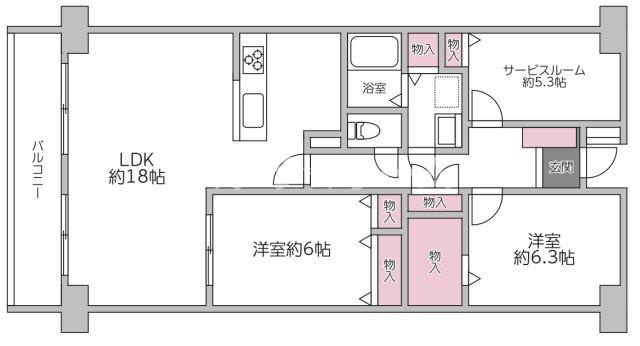 千里中央パークヒルズB棟の間取り|2SLDkの物件です