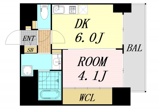 エステムコート難波6エント　仲介手数料無料の間取り