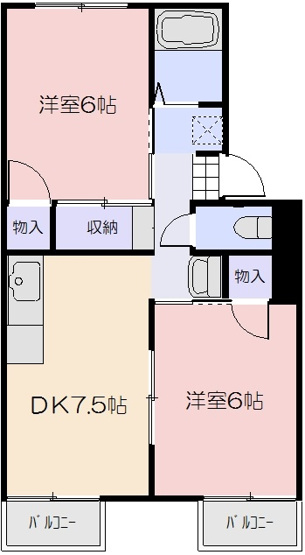 【間取り】 | ダイヤモンドハイツＫ B棟